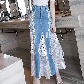 Lumignon Denim lace mermaid skirt　M Lumignon Denim Lace Mermaid Skirt - Indigo